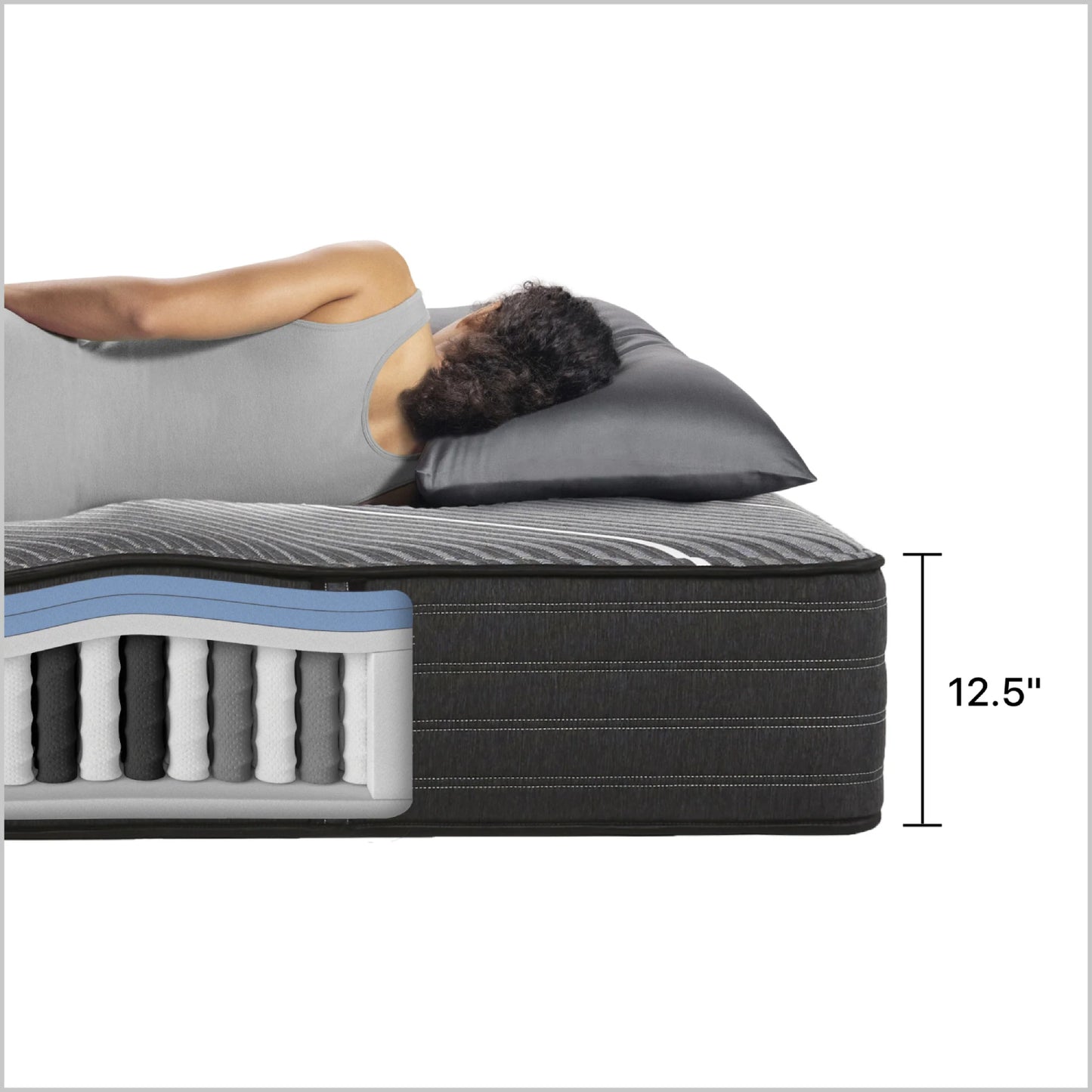 Colchón híbrido firme tamaño queen Beautyrest BX-Class, color negro