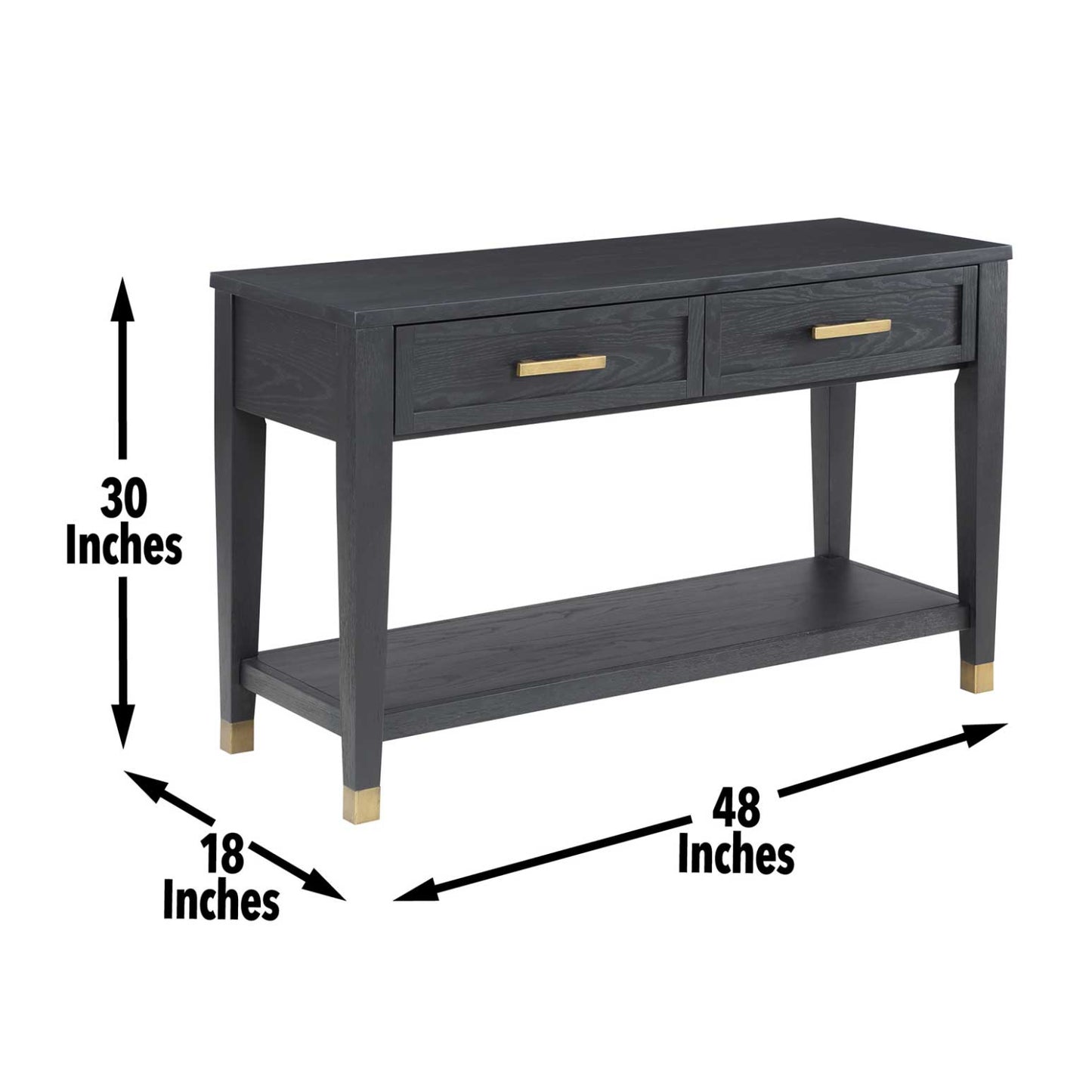 Yves 48" Sofa Table with Open Shelf and 2 Drawers by Steve Silver Company - Charcoal