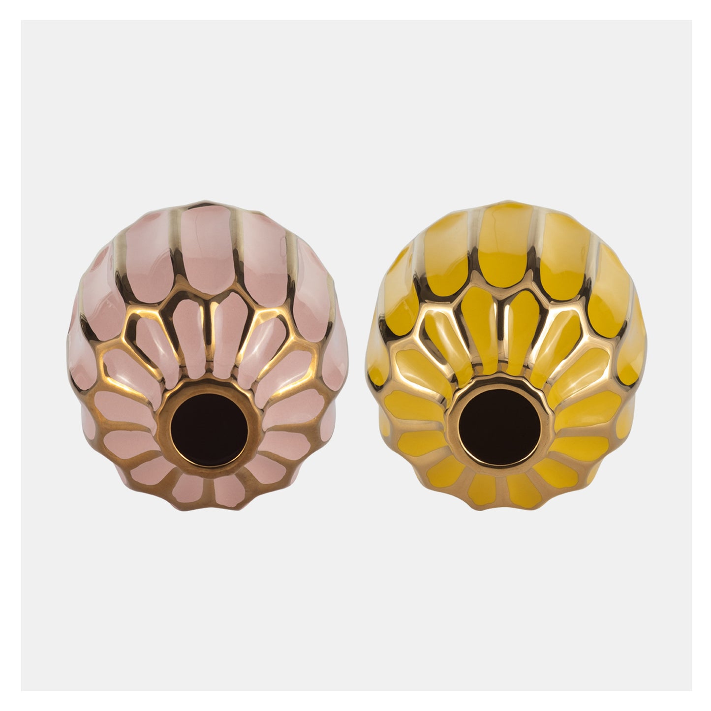 Sagebrook Home Contemporary 5" Ceramic Vase (Set of 2) - Blush/Yellow