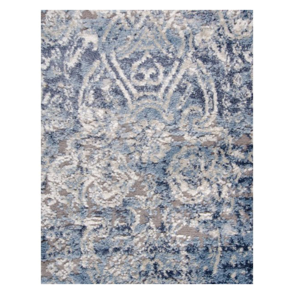 Tufan 5' 3" x 7' 7" Bella-01 Power Loomed Rectangle Rug in Polypropylene - Silver/Blue