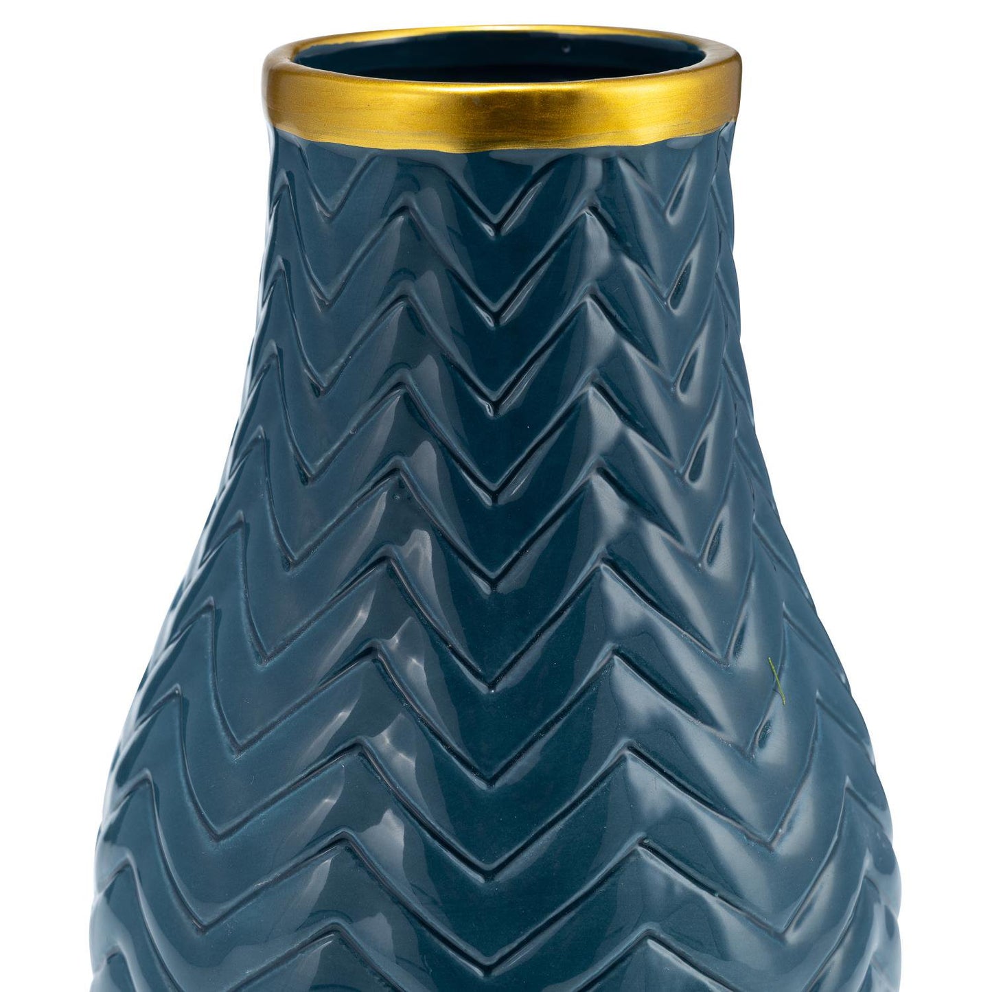 Jarrón de cerámica Chevron de 10" contemporáneo de Sagebrook Home, color verde azulado