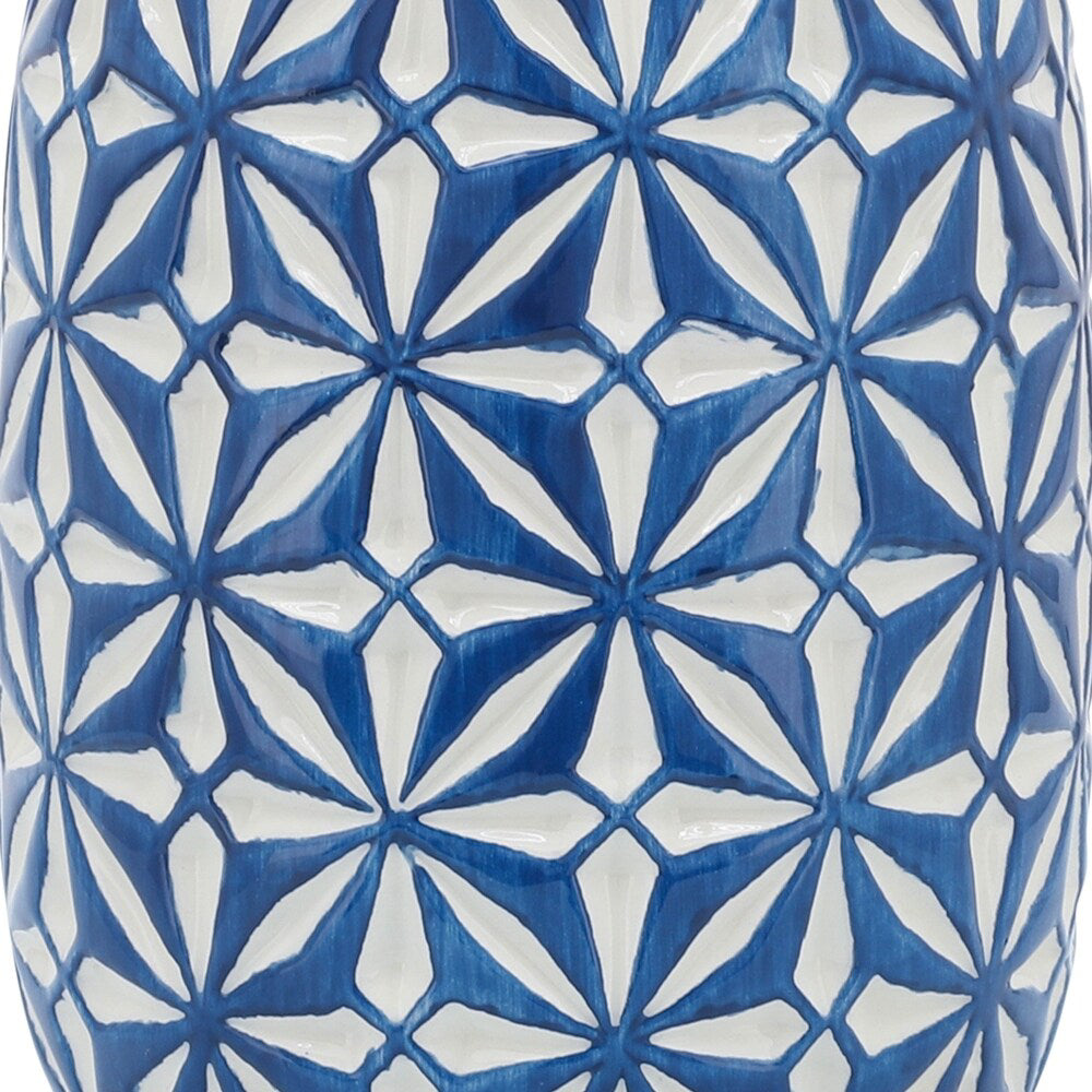 Jarrón de cerámica con forma de margarita de 8" de Sagebrook Home Contemporary - Azul