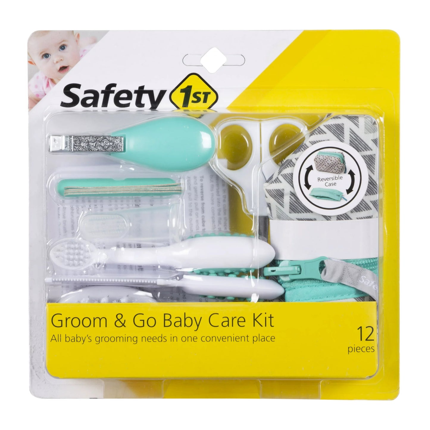 Safety 1st Groom and Go Baby Care Kit (12-Piece) - Pyramids Aqua