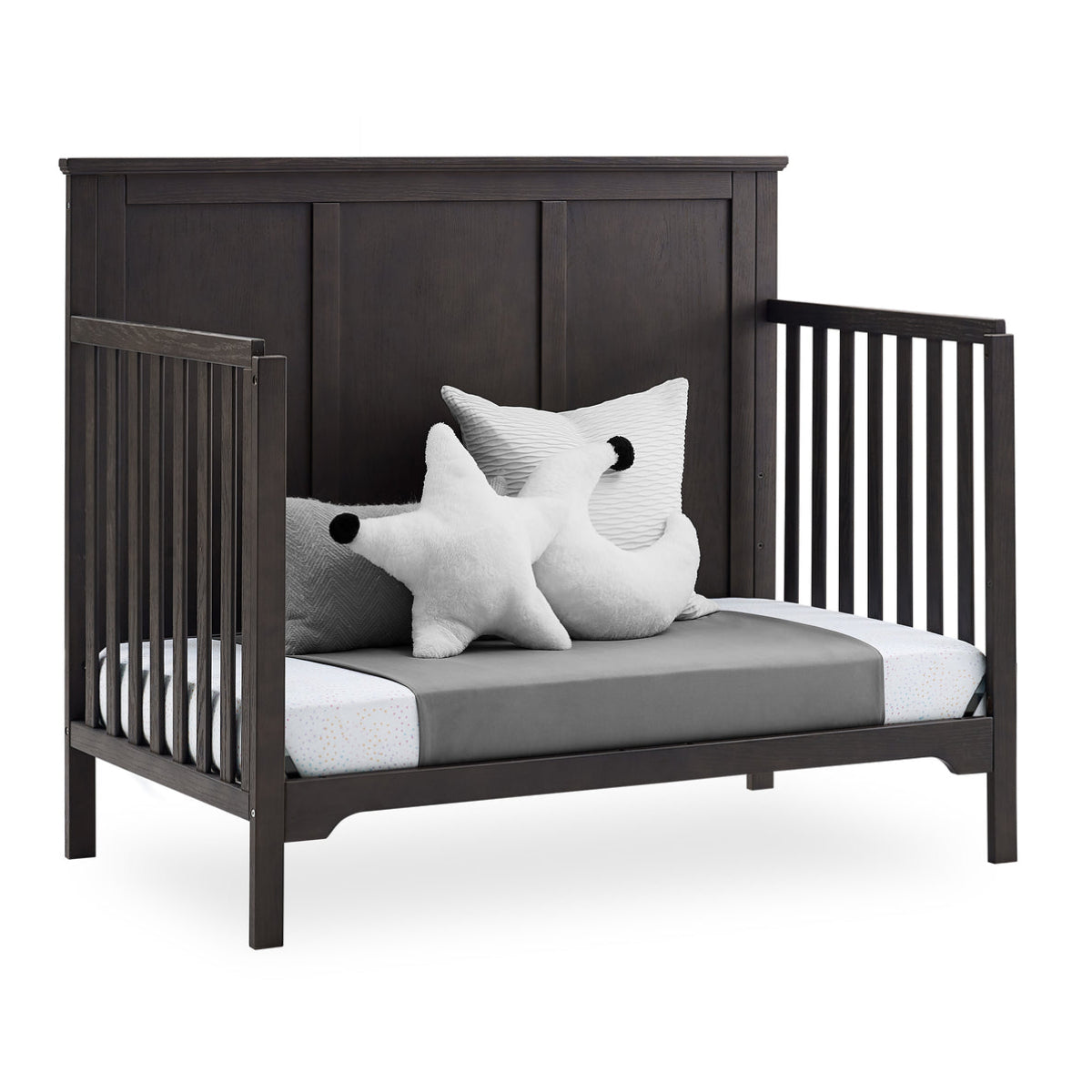 Delta Children Sweet Beginnings Sage Flat Top Stone Gray 6-in-1 Convertible Wooden Crib