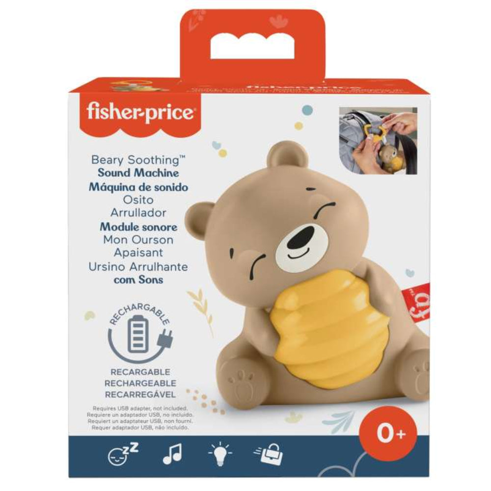 Fisher-Price Beary Soothing Portable Baby Sound Machine with Customizable Timer - Multicolor