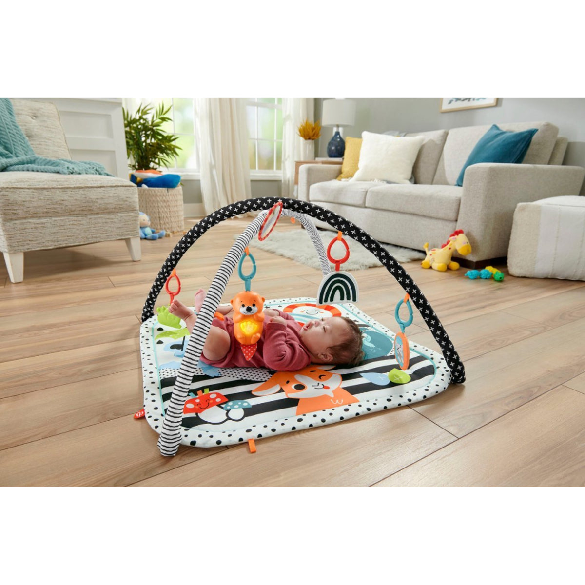 Fisher-Price 3-in-1 Music Glow and Grow Gym Infant Playmat with Lights and Removable Toys