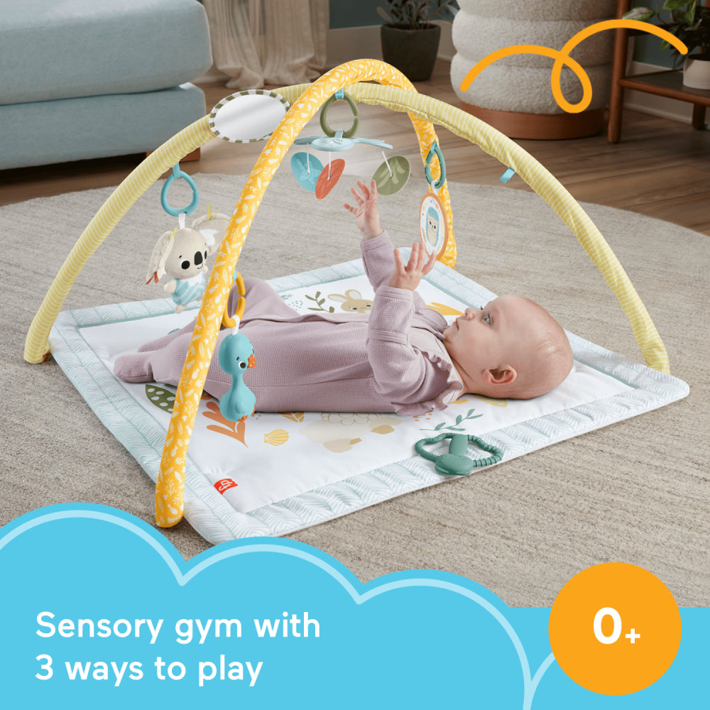 Fisher-Price Simply Senses Newborn Gym Activity Mat with 6 Sensory Toys - Multicolor