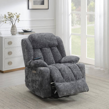 Bundle: Orion Power Recliner - Gray + Magic Chef 4.4 cu. ft. Mini Fridge - White
