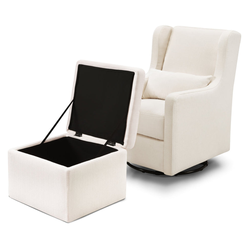 Adrian 37.5" Cream Swivel Glider with Storage Ottoman by DaVinci