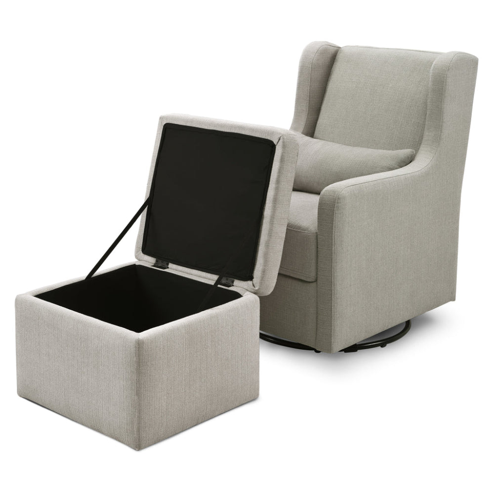 Adrian 37.5" Gray Swivel Glider with Storage Ottoman by DaVinci