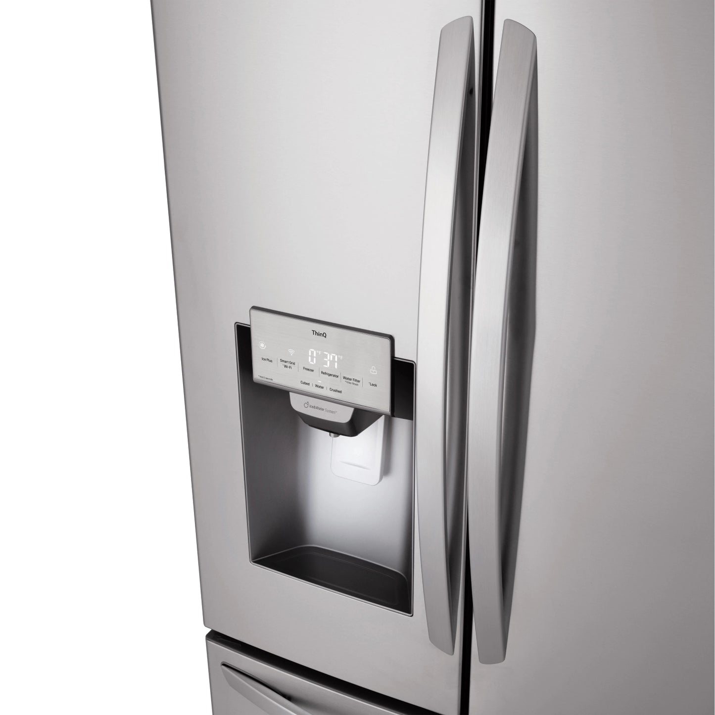 Refrigerador LG LRFS28XBS de 27,7 pies cúbicos con 3 puertas francesas y dispensador de hielo y agua - Acero inoxidable