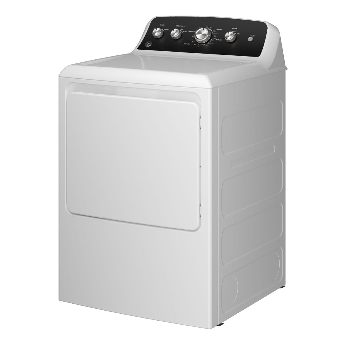 Secadora eléctrica de carga superior GE GTD48EASWWB de 7,2 pies cúbicos con ventilación de hasta 120 pies - Color blanco