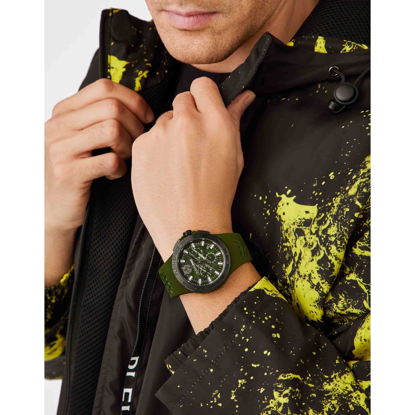 Reloj cronógrafo de cuarzo para hombre Plein Sport Thunderstorm de 43 mm, color verde