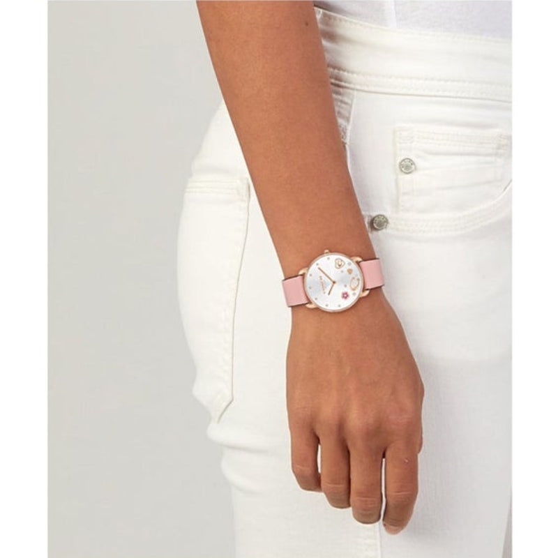 Reloj Coach Elliot para mujer con correa rosa de 36 mm y esfera blanca