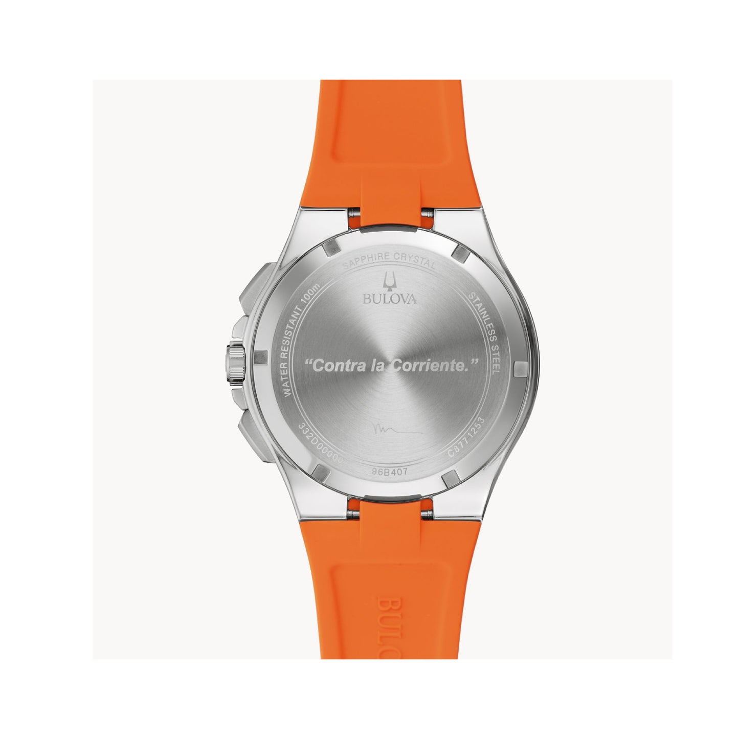 Reloj cronógrafo para hombre Bulova Maquina Marc Anthony de 46 mm con correa naranja y esfera azul