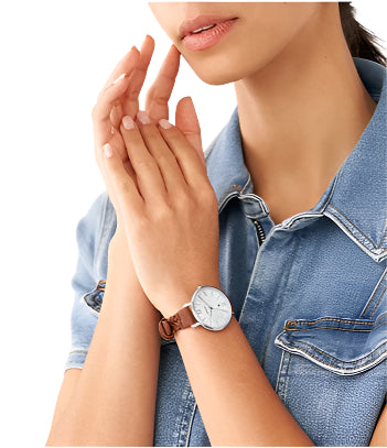 Reloj de cuarzo con correa de piel y tres manecillas para mujer Fossil Jacqueline de 36 mm con fecha - Marrón