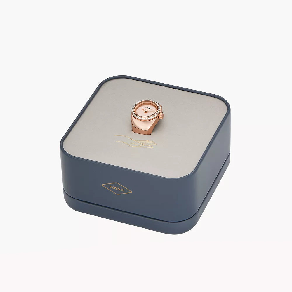 Anillo de dos manecillas para reloj de mujer Fossil de 15 mm en oro rosa