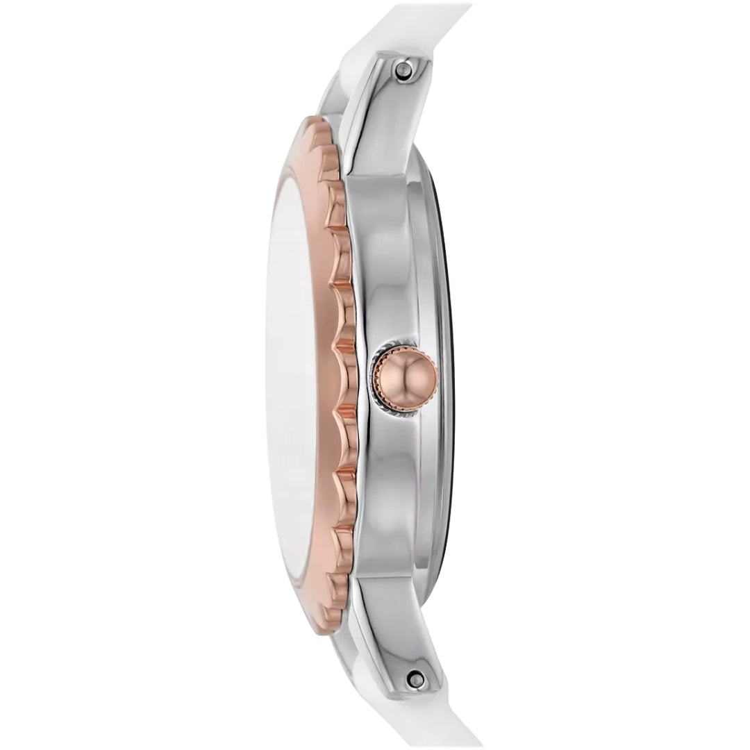 Reloj analógico de cuarzo de metal y silicona en tono blanco, plateado y oro rosa de 30 mm para mujer de Skechers Anaheim