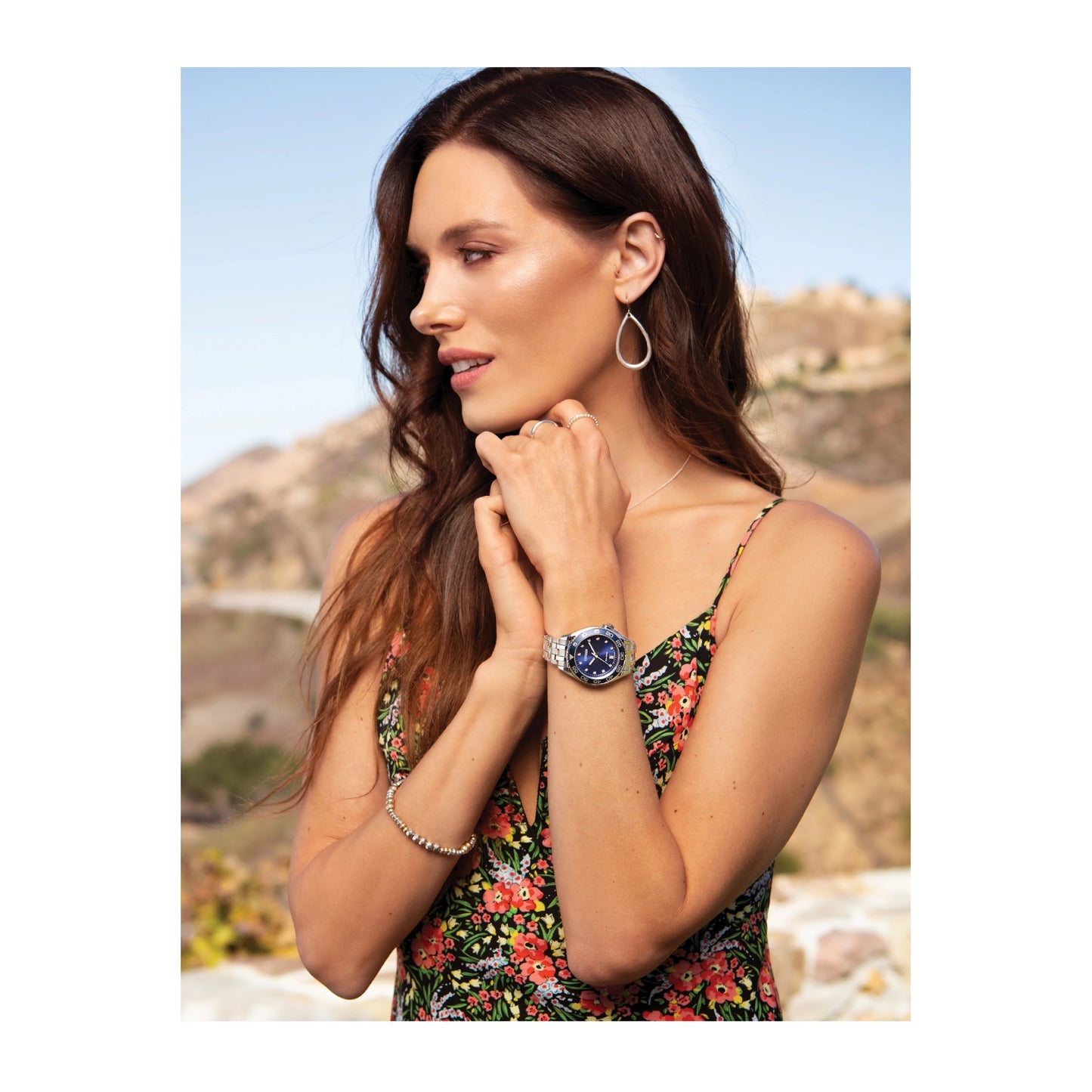 Reloj Citizen Carson Eco Drive Ring de acero inoxidable con esfera azul de 35 mm para mujer