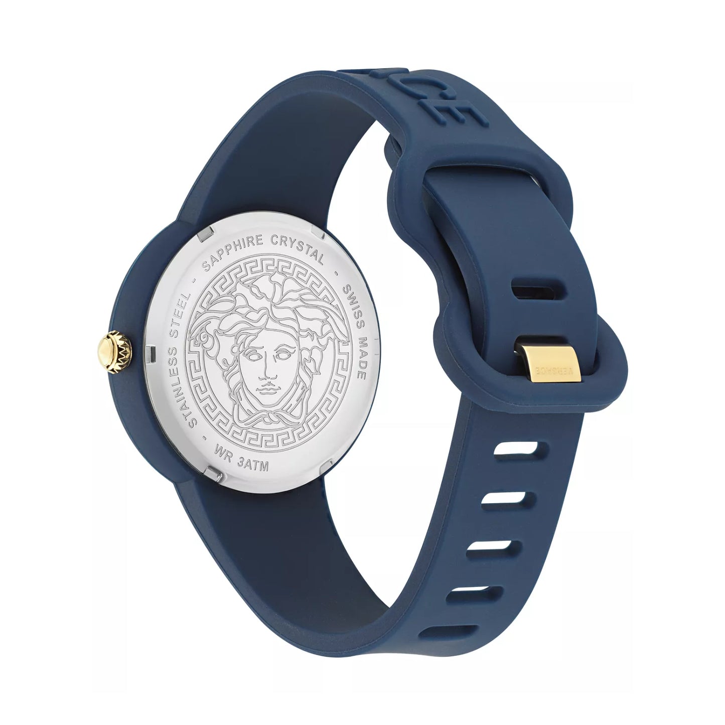 Reloj unisex Versace Medusa Pop de 39 mm con correa suiza y estuche, color azul