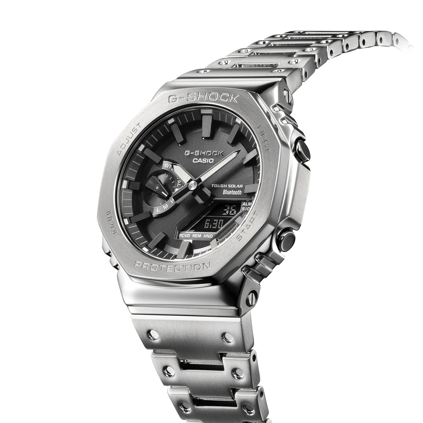 Reloj Casio G-Shock de cuarzo para hombre, de 41 mm, de acero inoxidable y pulsera plateada -