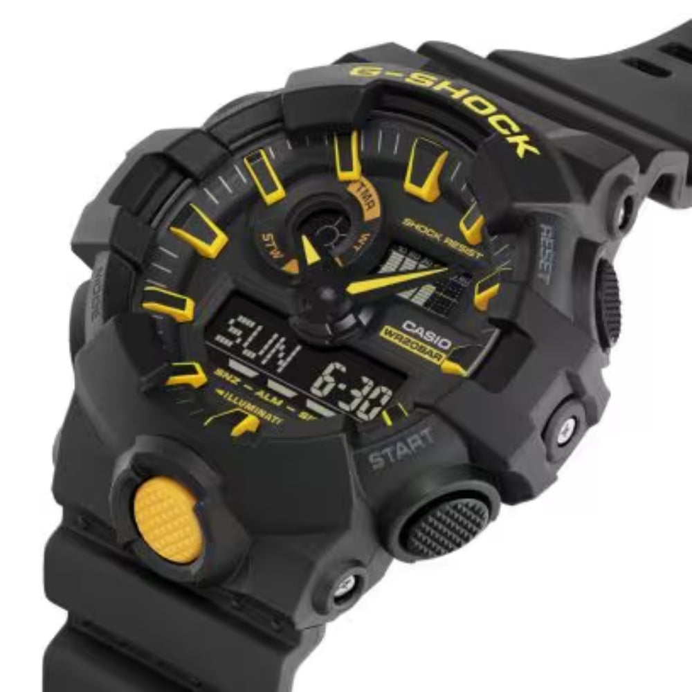 Reloj Casio G-Shock con correa analógica digital de 53,4 mm para hombre, color negro y amarillo