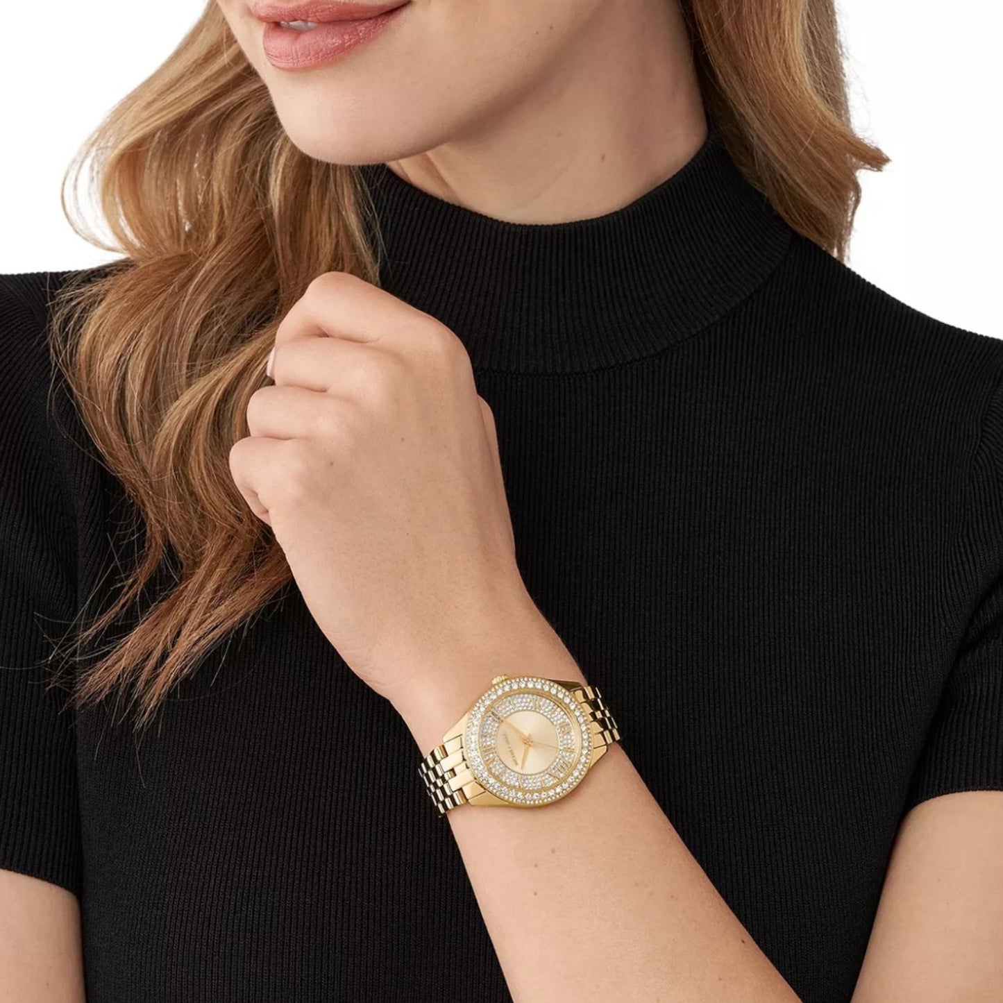Reloj Michael Kors Harlowe para mujer, con pulsera plateada de tres manecillas de 38 mm y esfera blanca