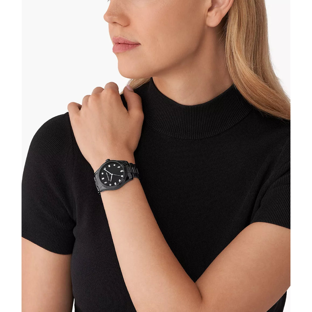 Reloj de pulsera de tres manecillas Michael Kors Lexington para mujer, 38 mm, color negro