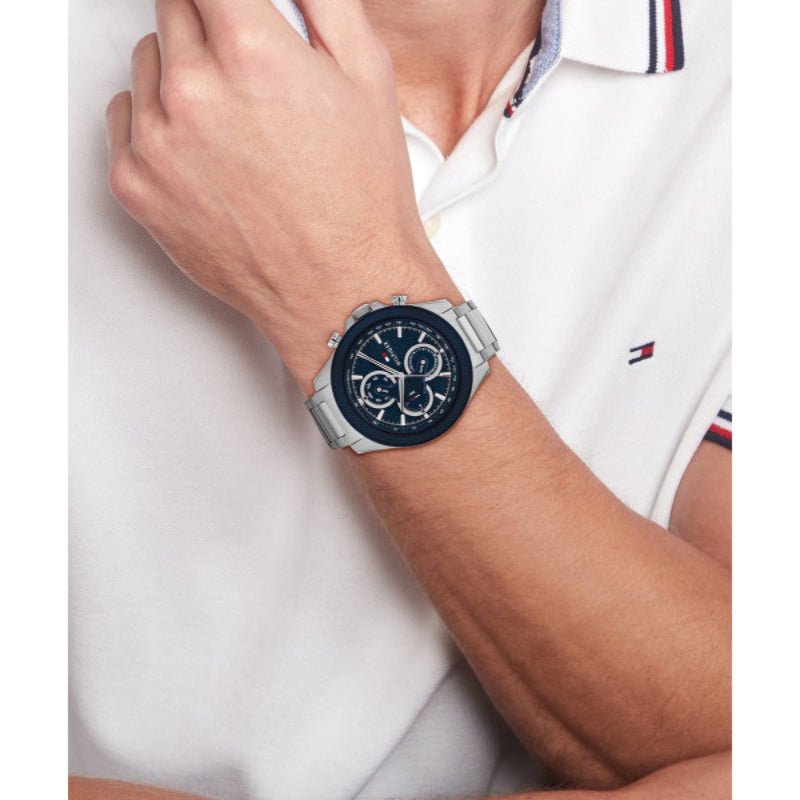 Reloj de pulsera de dos tonos Tommy Hilfiger Clark para hombre de 46 mm con esfera azul