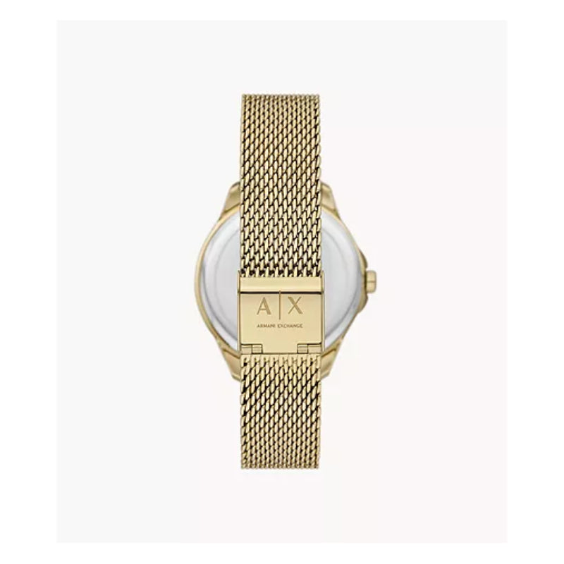 Armani Exchange Lady Hampton Women's 36mm Three-Hand Gold Bracelet Watch - Gray Dial