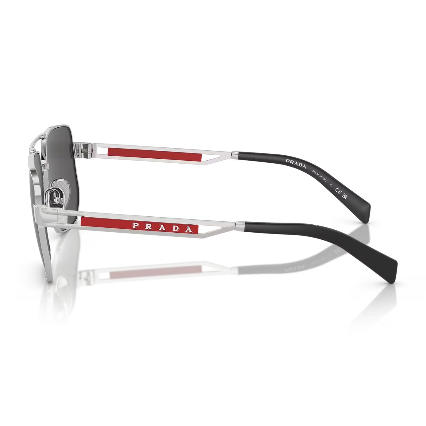 Gafas de sol Prada Linea Rossa PS51ZS Pilot de color liso para hombre: plata/gris oscuro