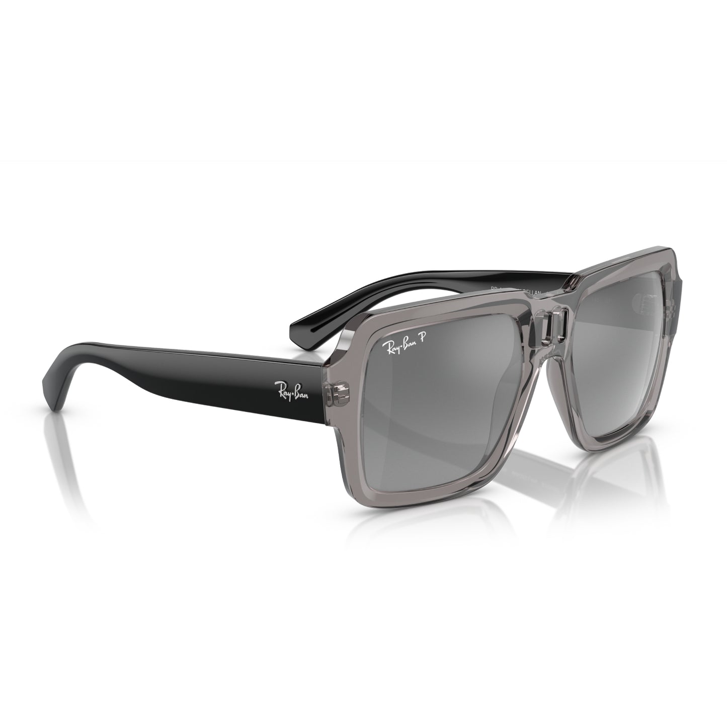 Gafas de sol unisex Ray-Ban Magellan RB4408 con degradado cuadrado: gris transparente pulido/plata/gris