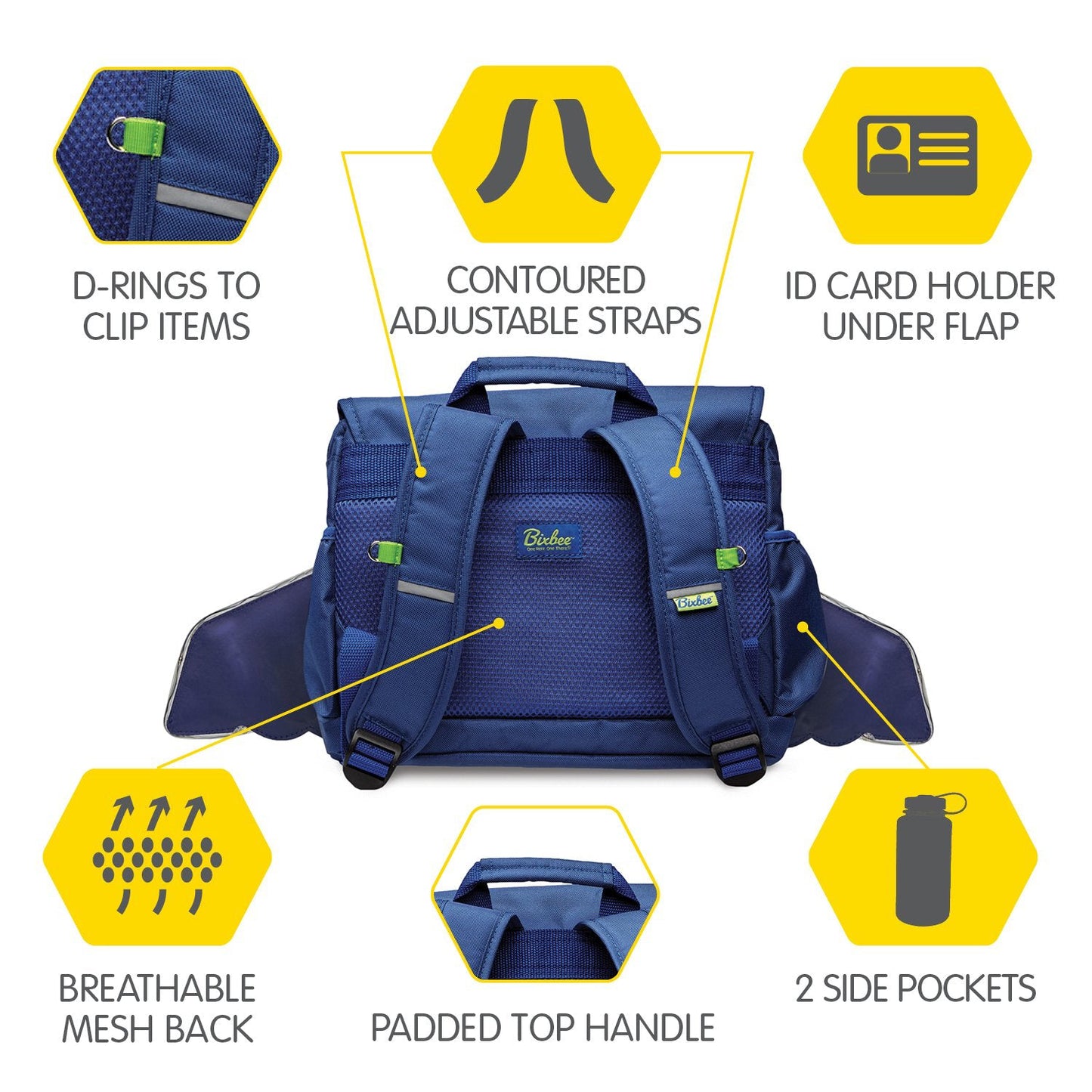 Bixbee 12" LED Space Racer Small Backpack in Polyester - Blue