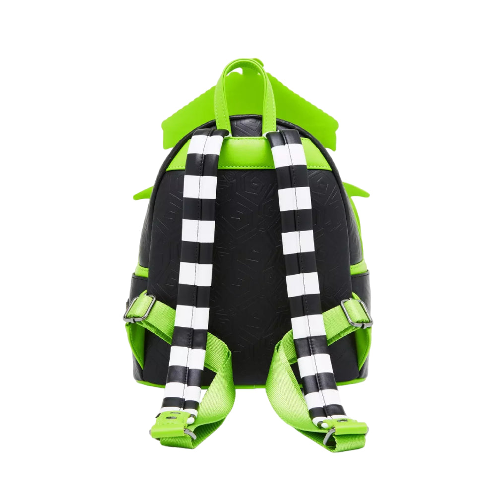 Mochila pequeña que brilla en la oscuridad con diseño de carrusel Chibi Beetlejuice de Loungefly