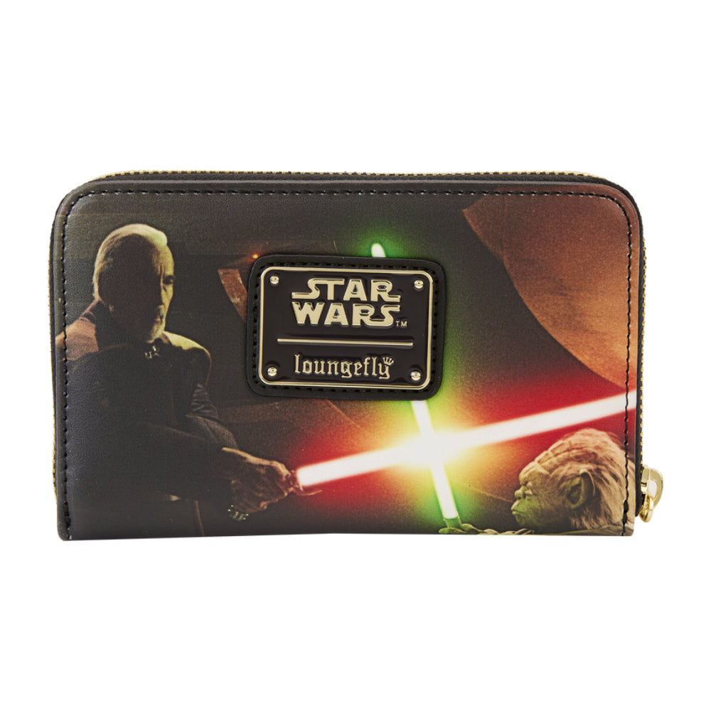 Cartera Loungefly de poliuretano con cremallera y diseño de Star Wars Episodio II: El ataque de los clones, de 6" (multicolor)