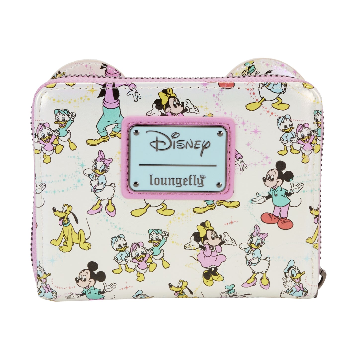 Loungefly Disney100 Mickey & Friends Classic All-Over Print Iridescent Zip Around Wallet