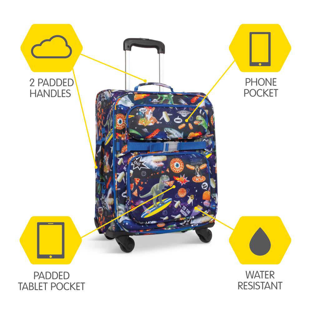 Bixbee Meme Space Odyssey Young Traveler Luggage - Blue 4-Wheels