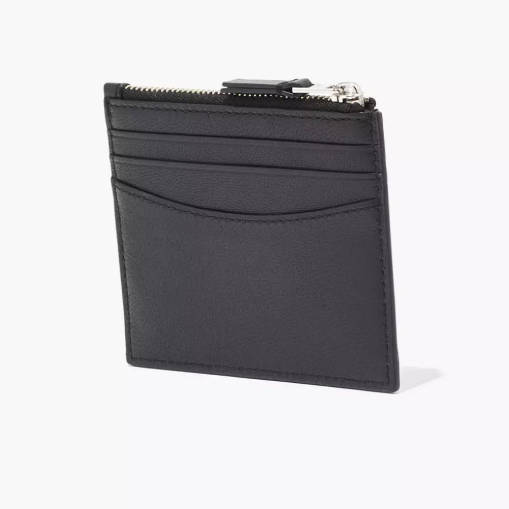 Estuche para tarjetas con cremallera de 3,5" The Slim 84 de Marc Jacobs, color negro