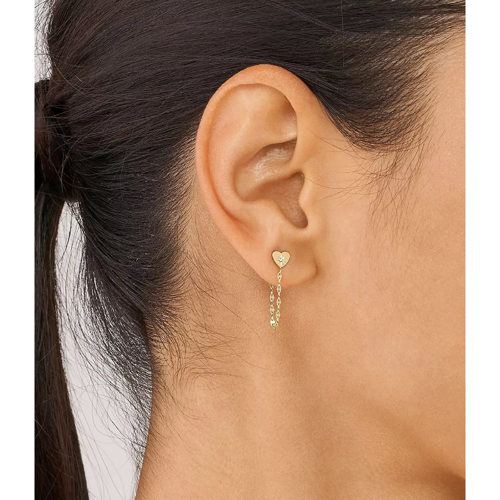 Fossil All Stacked Up Women's Cubic Zirconia Front to Back Earrings in Gold-Plating over Stainless Steel