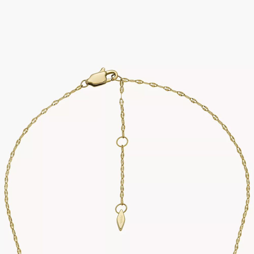 Fossil Sadie Scalloped Edge Women's Pendant Necklace in Gold-Plating over Stainless Steel