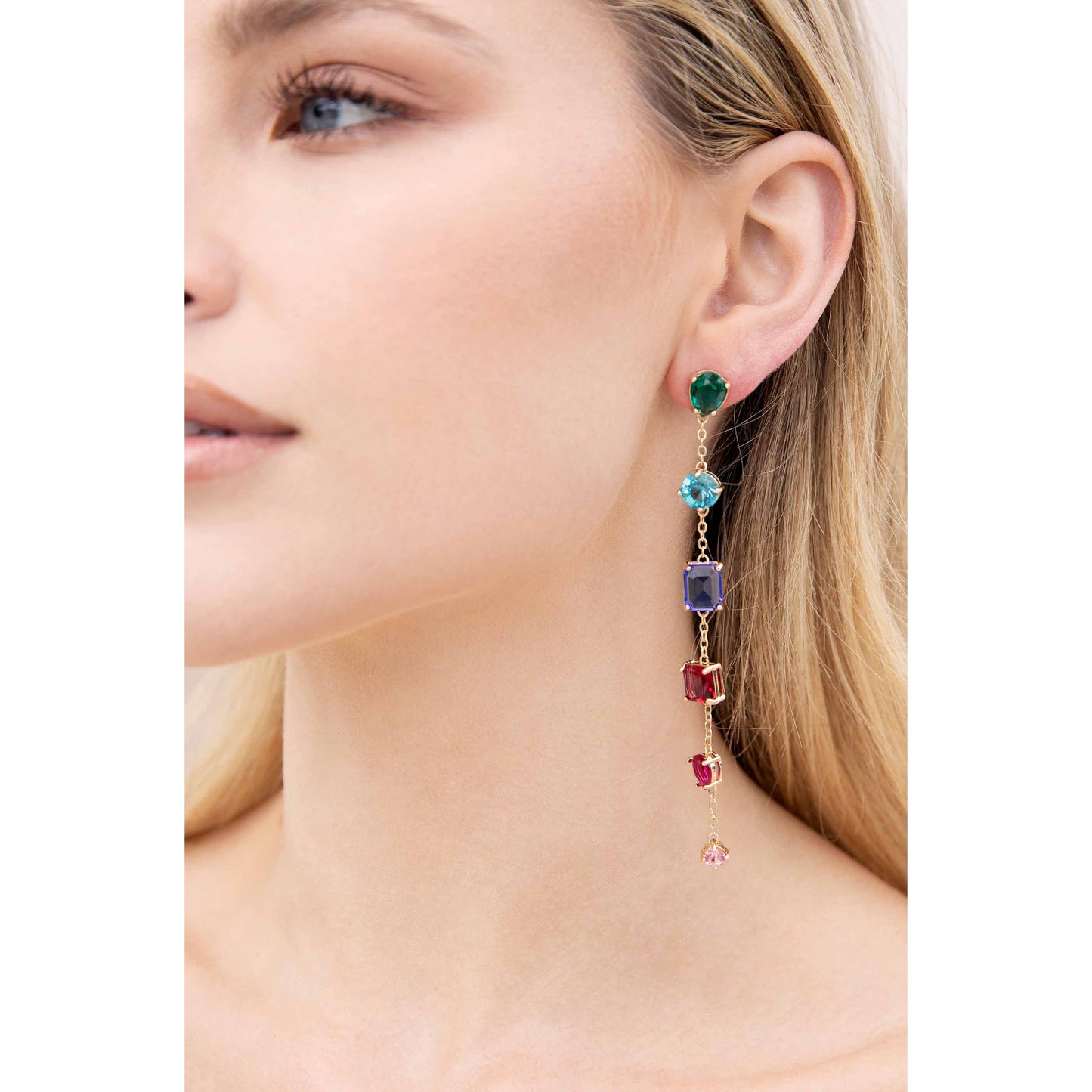 Ettika Rainbow Crystal Candy Women's 18k Gold Plated Drop Earrings