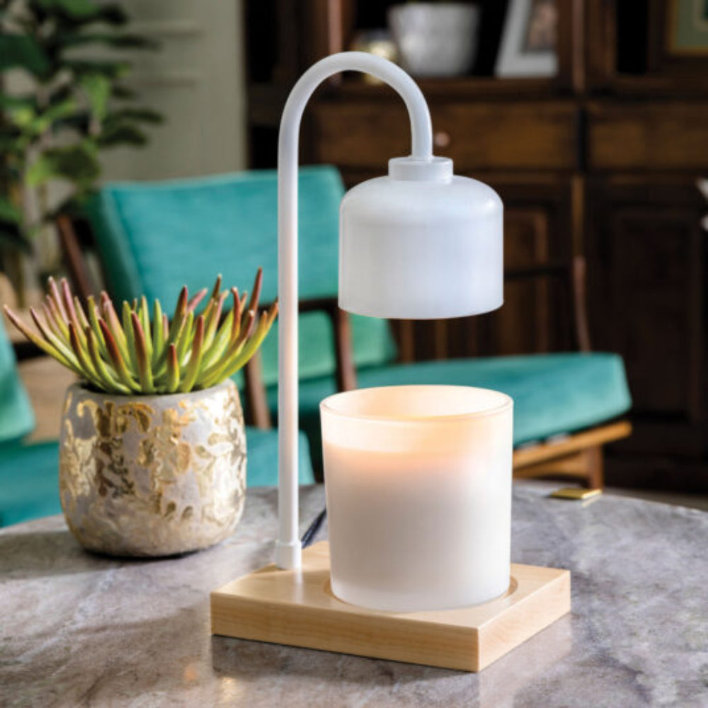 Lámpara calentadora de velas con arco de madera de 10,75" de Candle Warmers - Color blanco