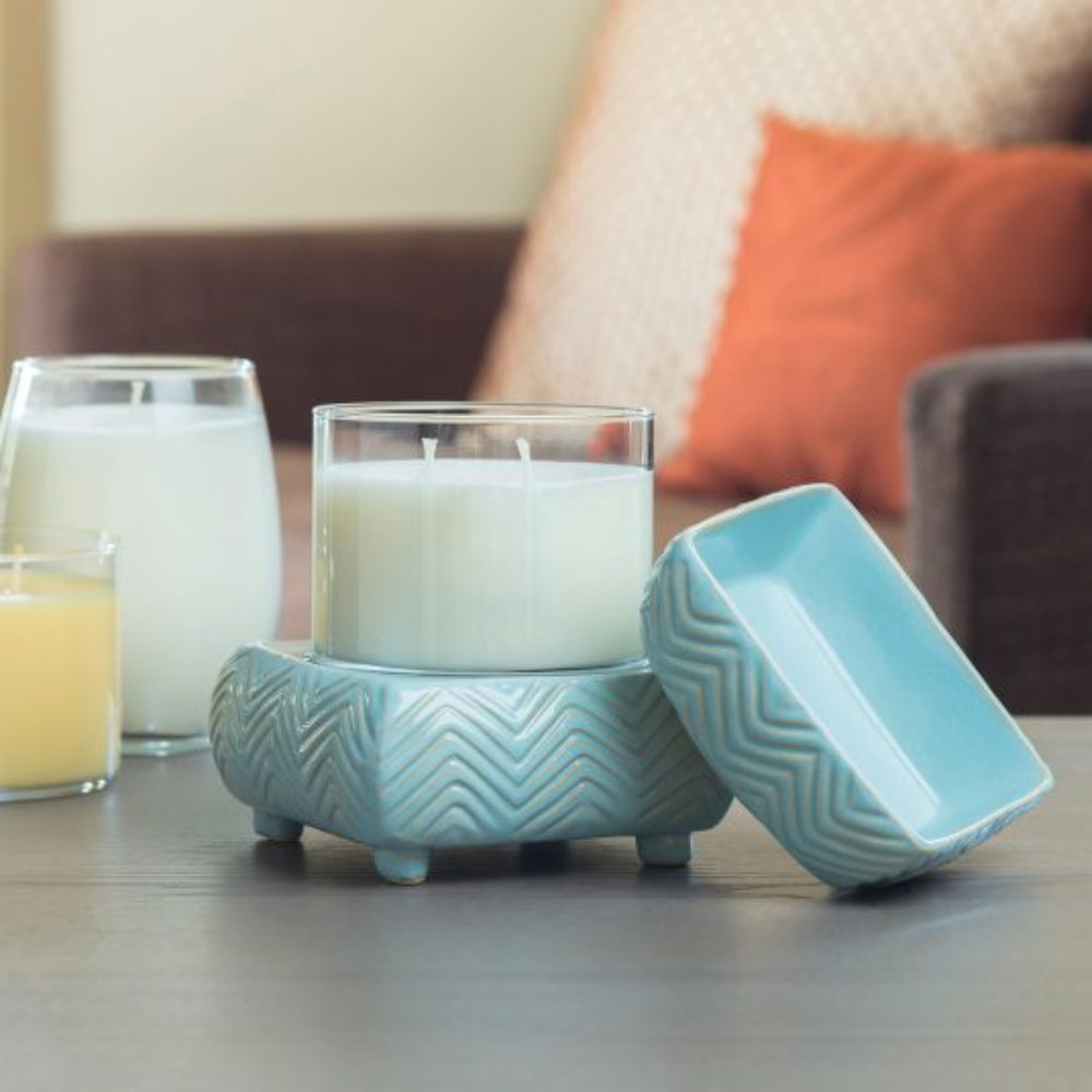 Candle Warmers Classic 2-in-1 Fragrance Warmer with Chevron Pattern - Sky Blue