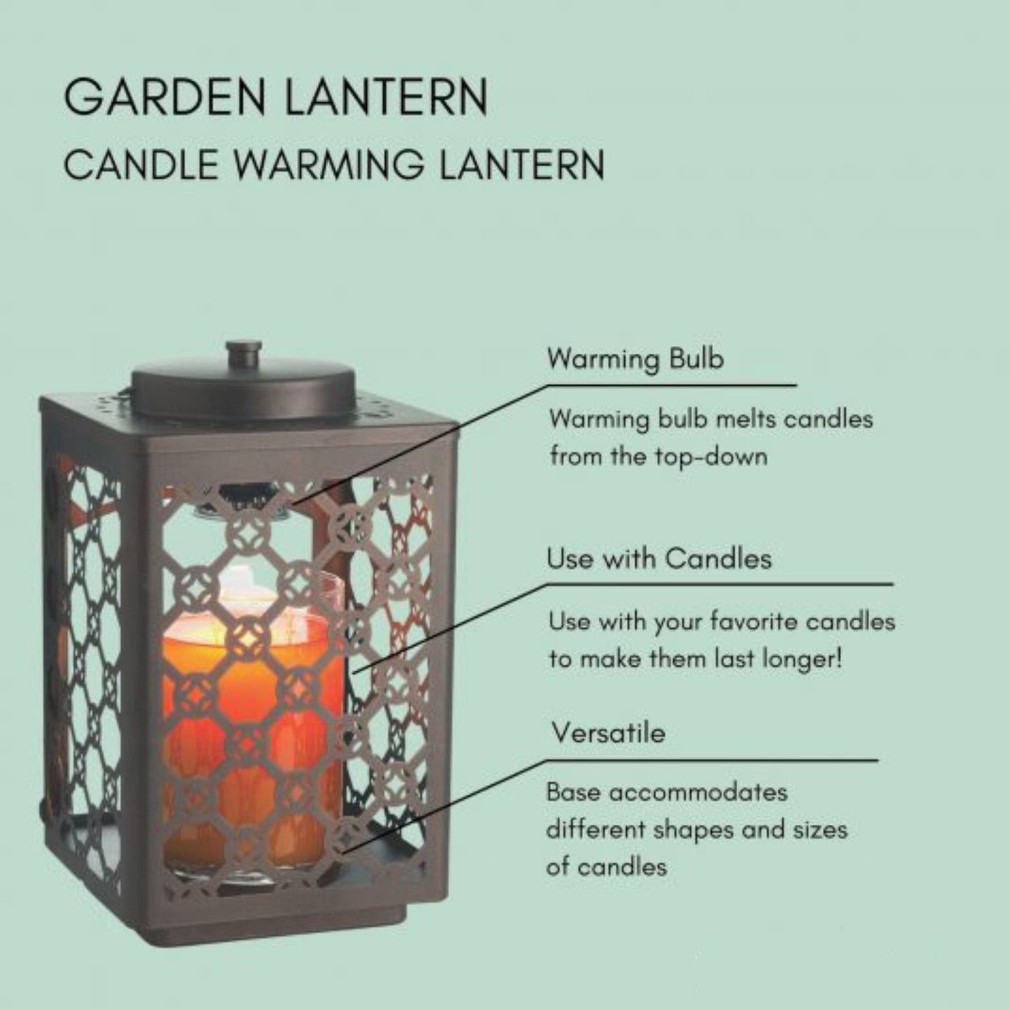 Candle Warmers Garden Candle Warmer Lantern with Intricate Pattern - Bronze