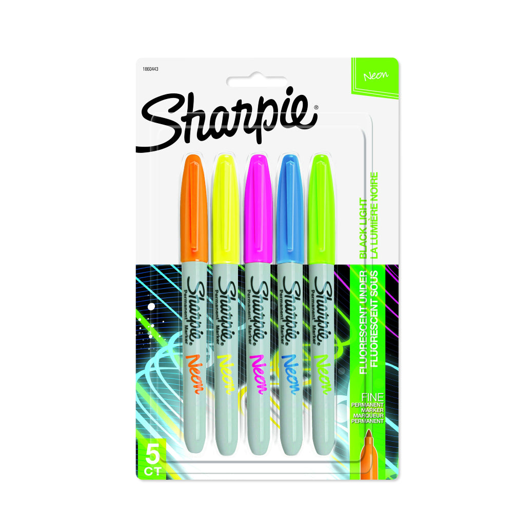 Sharpie Neon Fine Point Permanent Markers (Set of 5)