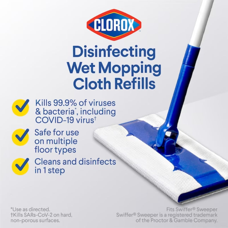 Clorox Rain Clean Scent Bleach Free Disinfecting Wet Mopping Cloths (24-Count) - White