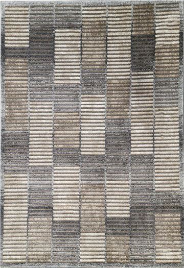 Tufan 5 x 8" Lola-01 Power Loomed Rectangle Rug in Polypropylene - Silver Gray