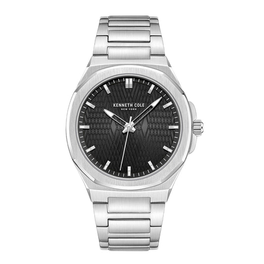 Kenneth Cole New York Modern Classic Men's 41mm Silver-Tone Bracelet Watch - Black Dial