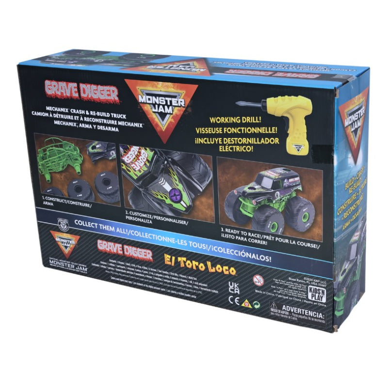 KNP Monster Jam Mechanix Crash & Re-Build Grave Digger Monster Truck Toy Car Playset (29-Pieces)