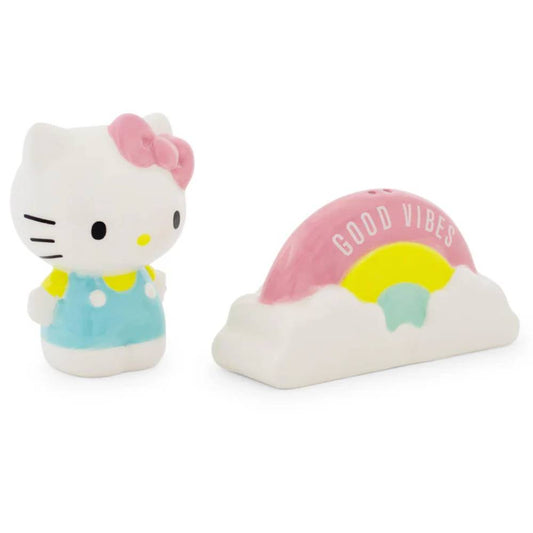 Sanrio Hello Kitty Rainbow 3" Ceramic Salt and Pepper Shaker Set (2-Pieces)